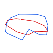 The blue line has been resized to match the general dimensions of the original country.
